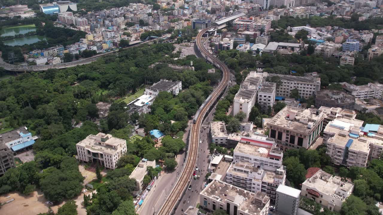 Aerial video of Hyderabad's central business district