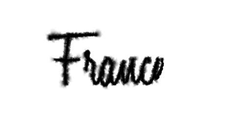 schriftart grafik mit tinte blutet in papier, auf grünem bildschirm und auf weißem hintergrund, schreiben den text &quot;france