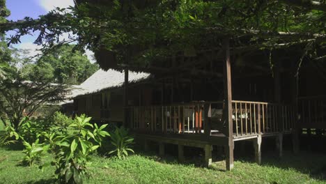 cinematic exterior shot of tambopata research center located in the national reserve