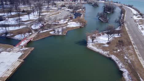 Abandoned-zoo-park-in-Belle-isle,-aerial-drone-view