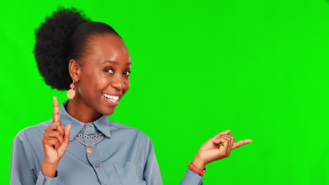 Peace-sign,-pointing-and-face-of-black-woman