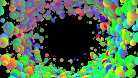 4k bucle fondo abstracto sin costuras con hermosas bolas multicolores en estilo plano 2d se mueven suavemente como burbujas de pintura en aceite. luma mate como canal alfa. estructura circular con espacio de copia