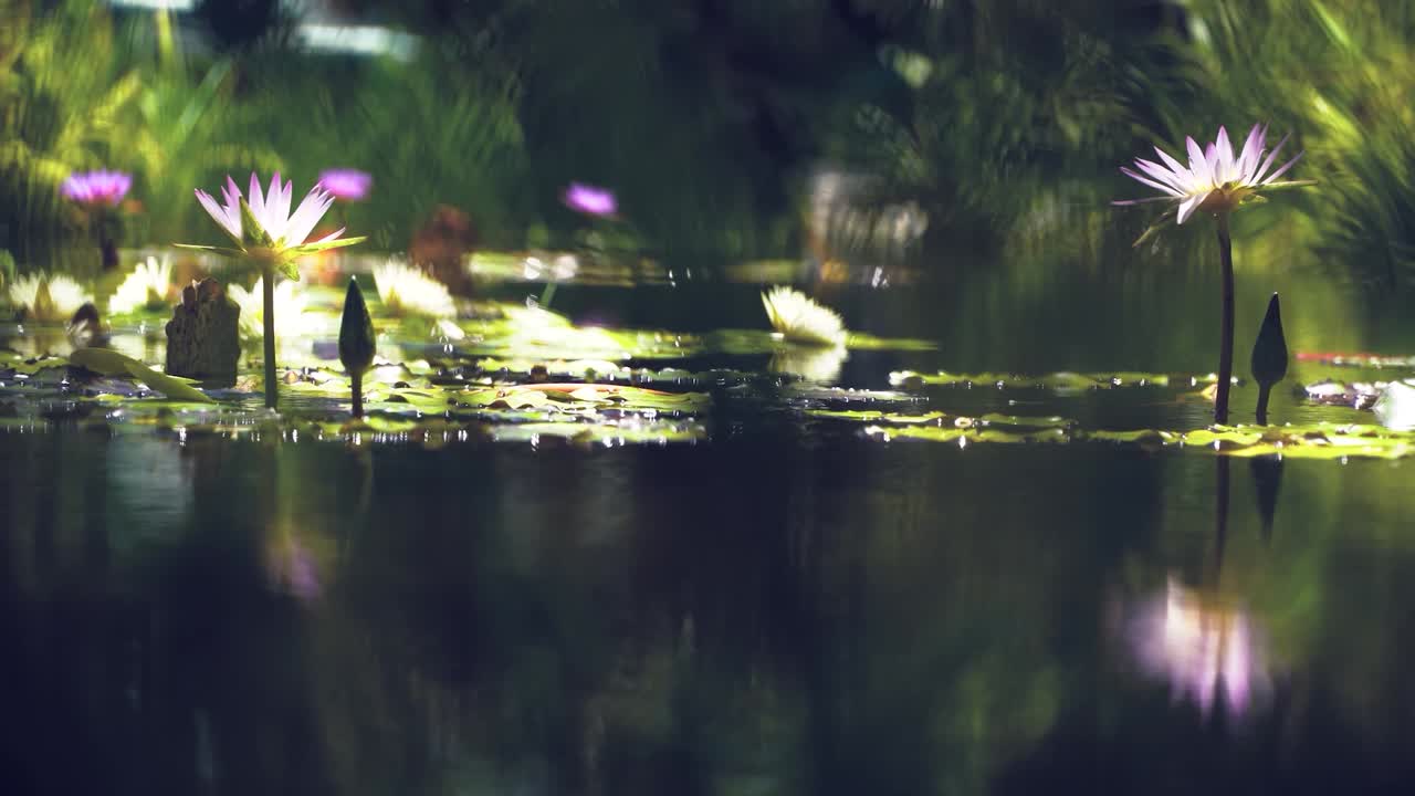 River with flowers and plants