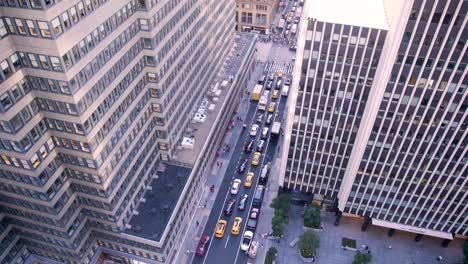 new york city evening traffic shot from above