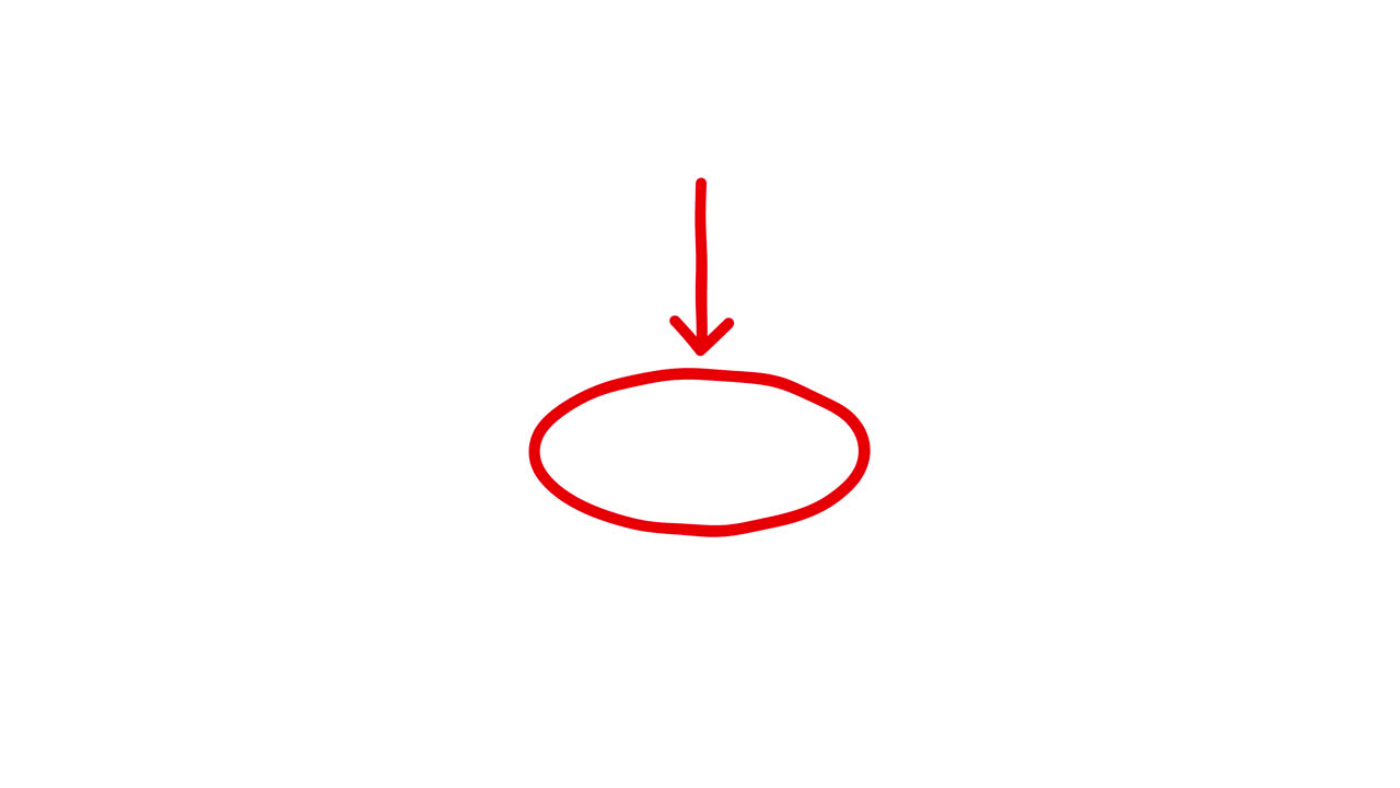Red Arrow Pointing Downwards with Oval Shape Drawing