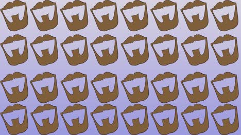 animación de bigote y barba marrones repetidos en un fondo azul