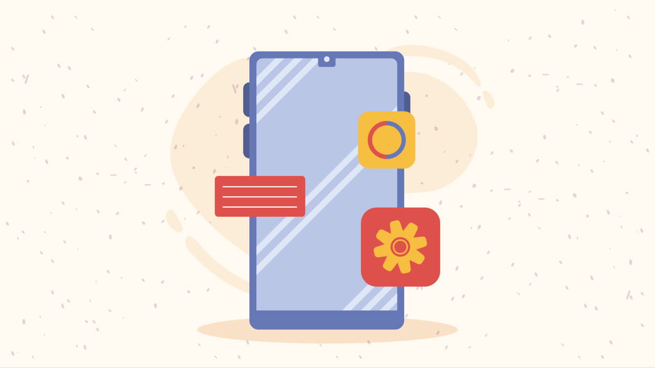 dispositivo de teléfono inteligente con animación de estadísticas