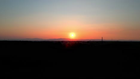 sunset at night, dramatic scene of nature silhouettes during sunset