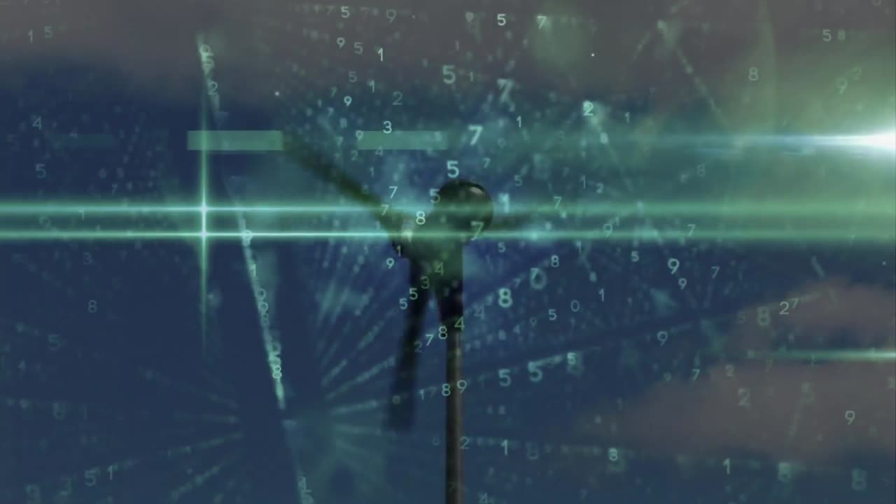 Animation of data processing over wind turbine
