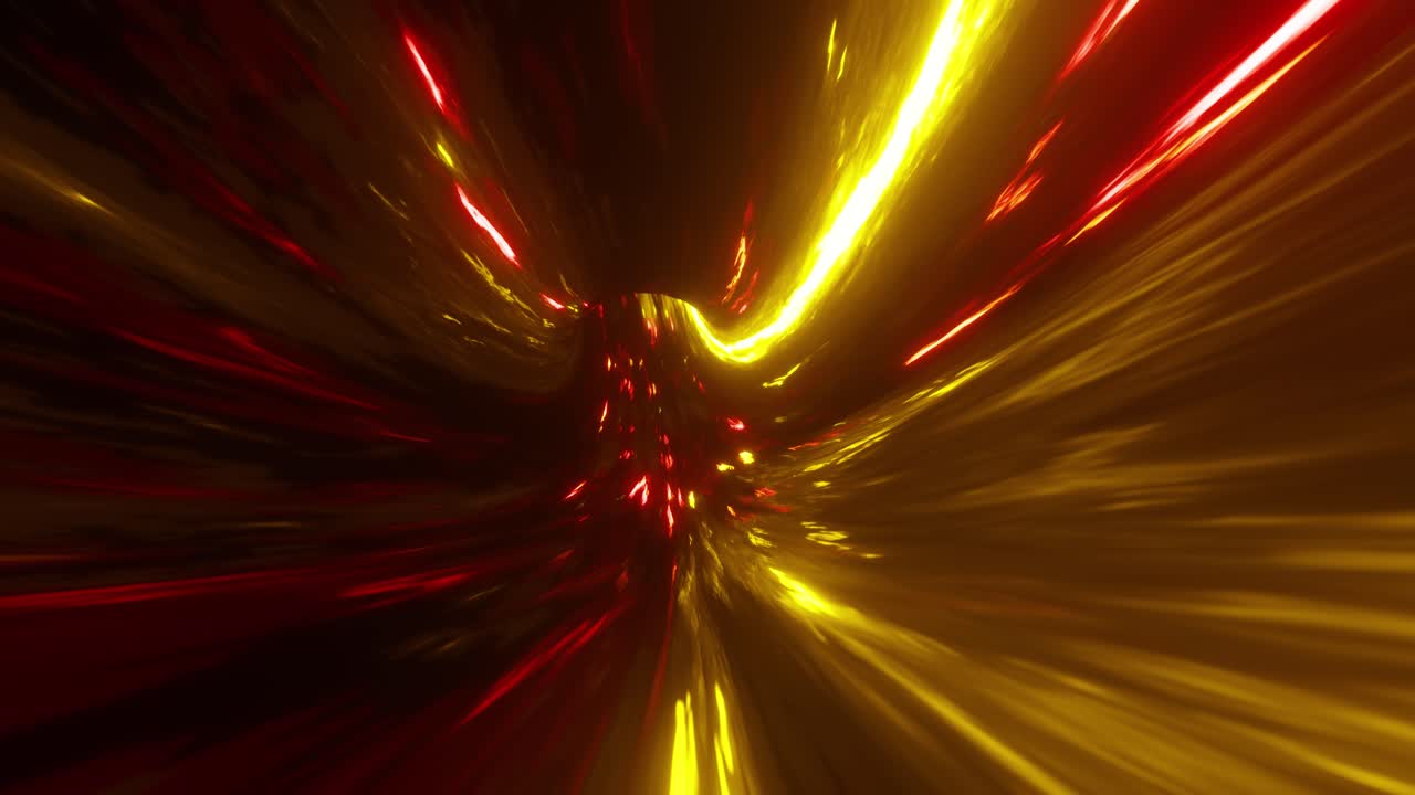 Multicolored flashy neon light tunnel. 3D animation.