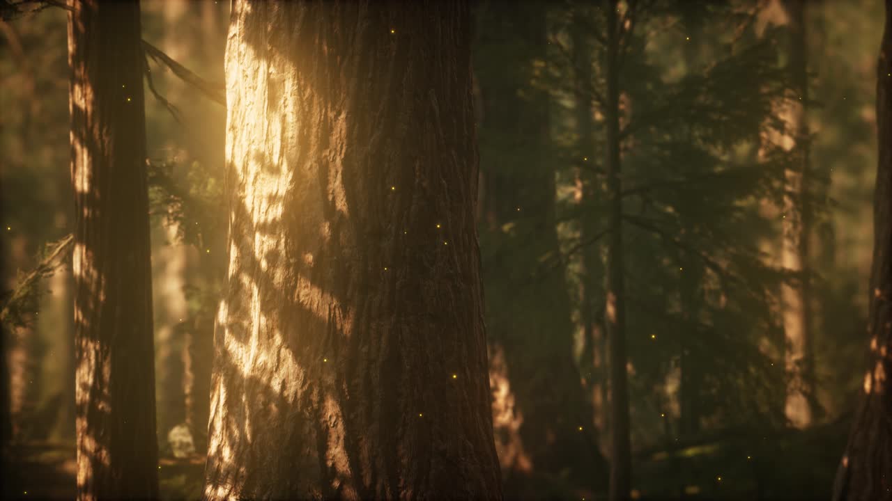 해가 뜨면 야생 소나무 숲
