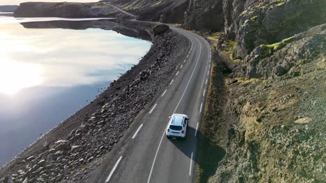 iceland volcano mountain view with road trip 4k drone footage