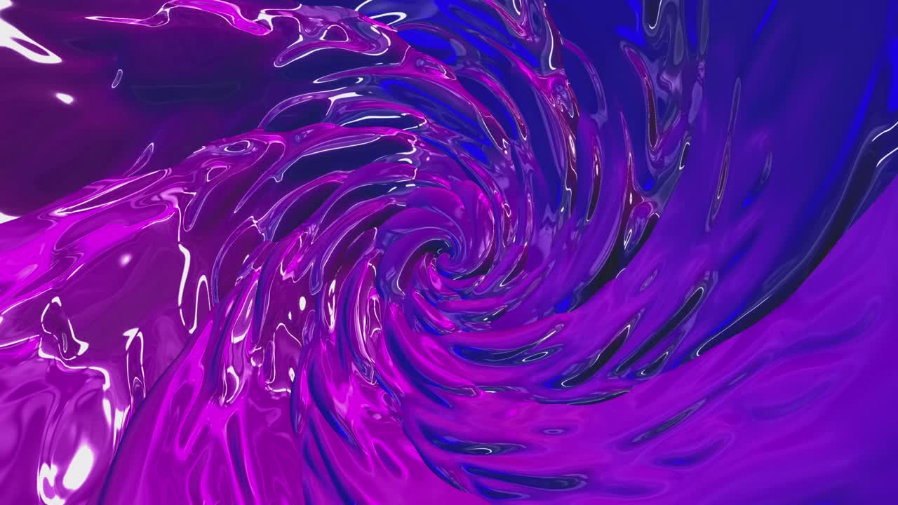 rotación de las cuchillas de un embudo abstracto de caramelo brillante en colores de neón de púrpura y azul, animación de fondo abstracta, bucle sin costuras