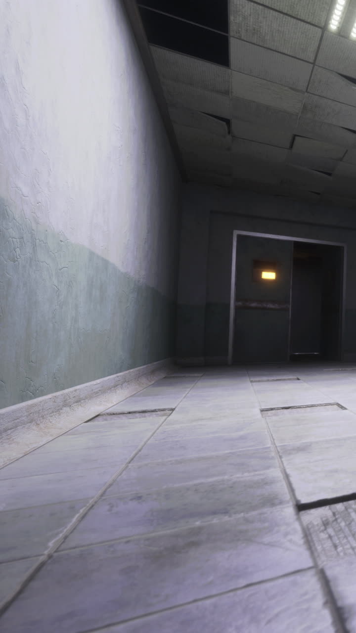 Lonely corridor in an abandoned building echoes forgotten stories and memories