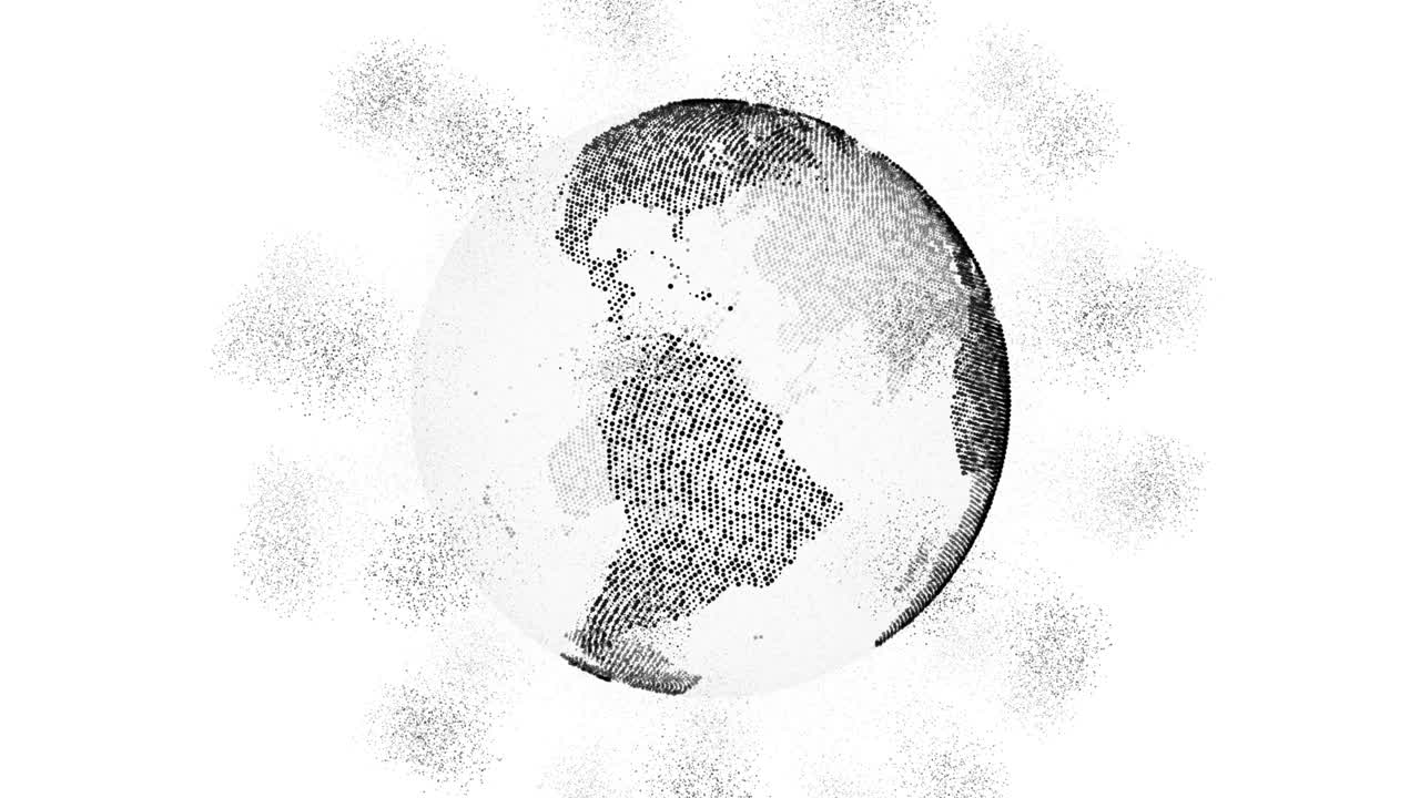 abstract motion graphics - spinning digital Earth as a virus (loop)