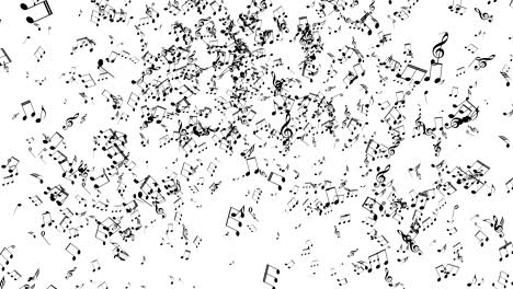 musical notes explosion on white background