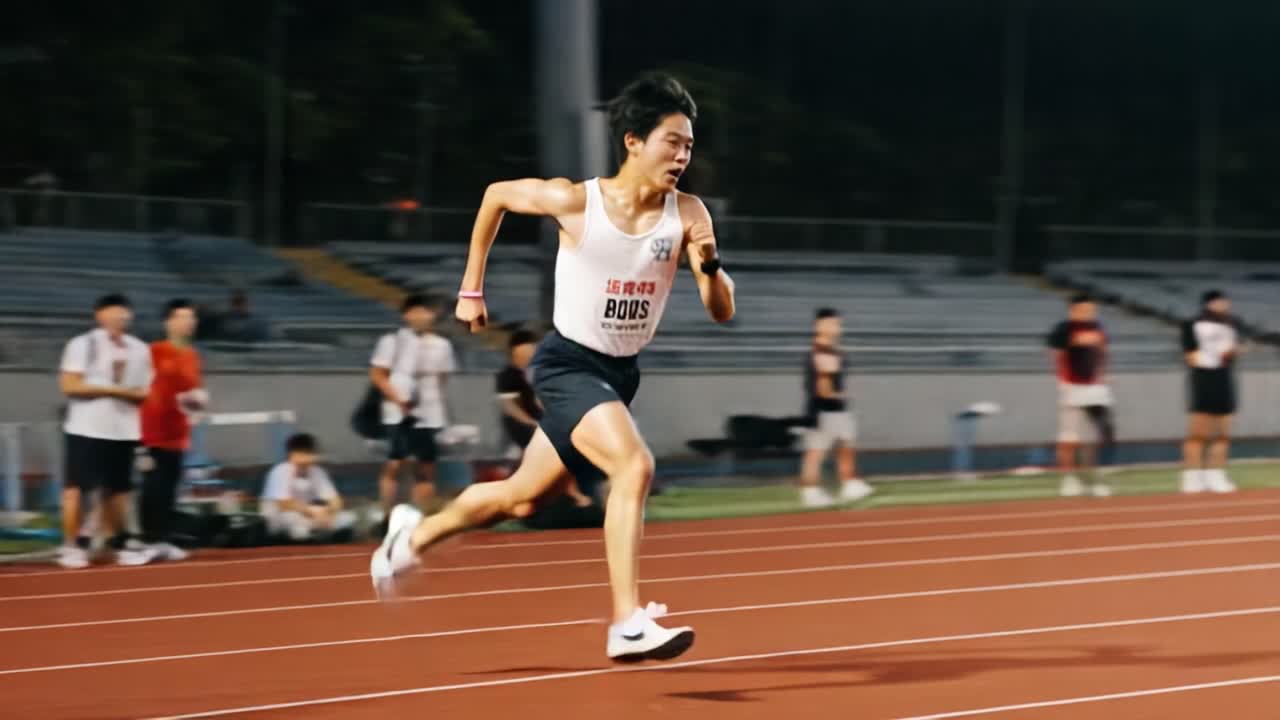 A Young Athlete in Motion: Capturing the Spirit of a Sprinting Race Against Time