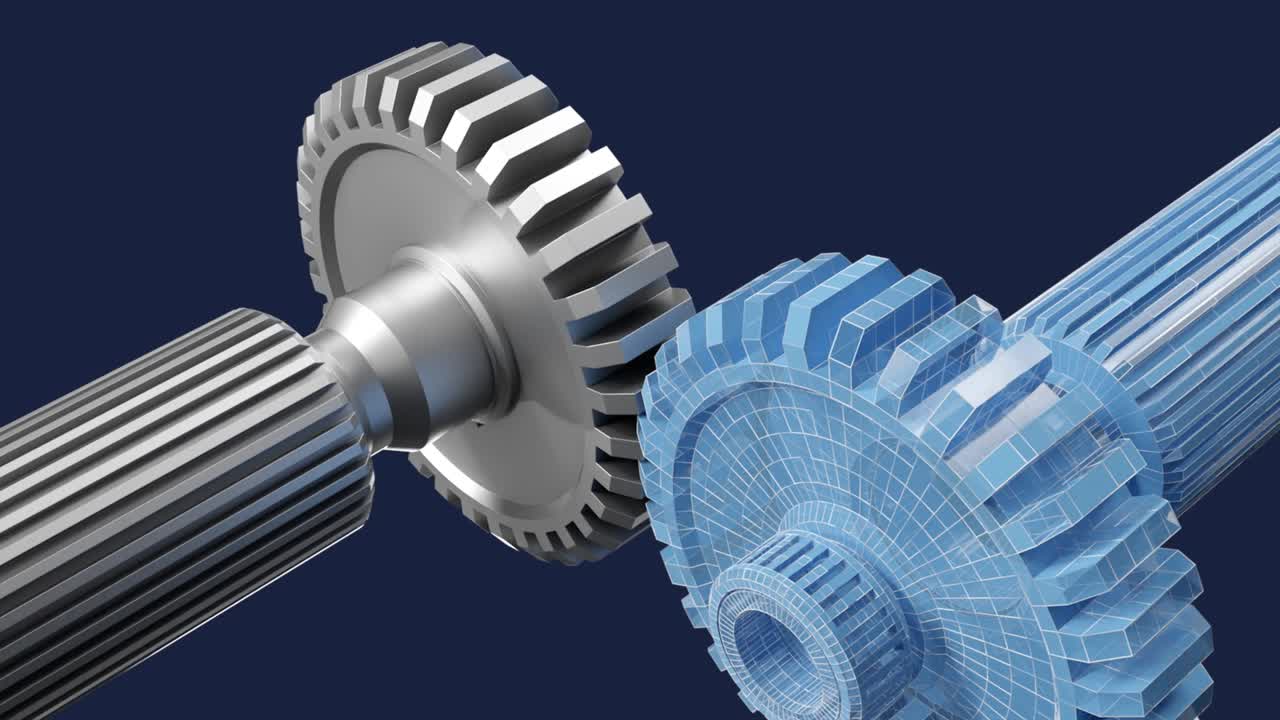 기어와 함께 산업용 비디오 배경 3d 애니메이션