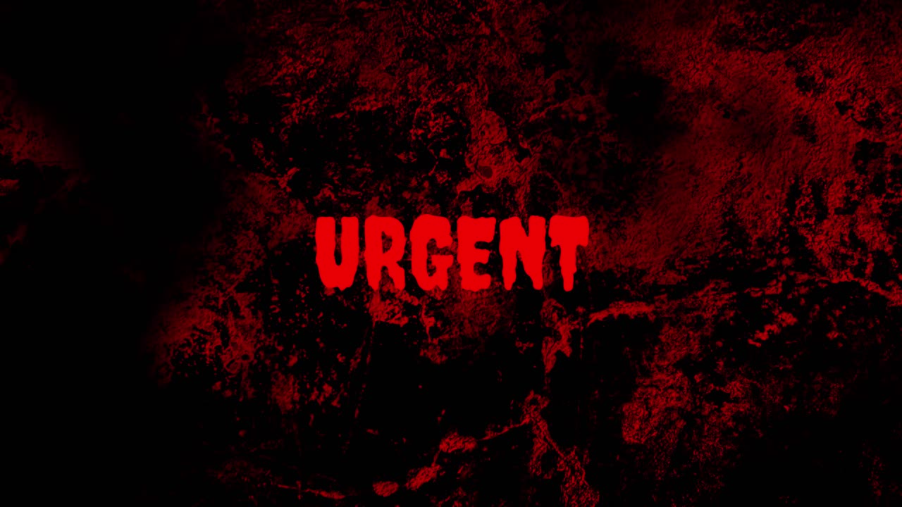 Flashing Red Urgent Warning Message on Dark Grunge Background