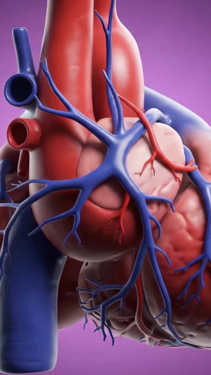 Visualizzazione Dettagliata del Cuore Umano Che Mostra Arterie, Vene e Struttura Generale in un'Illustrazione Anatomica Riccamente Colorata