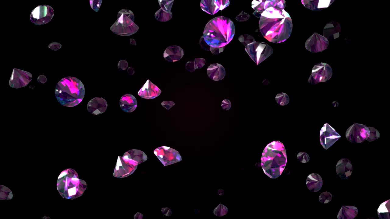 다이아몬드가 떨어지는 아름다운 배경. 끊임없는 루프