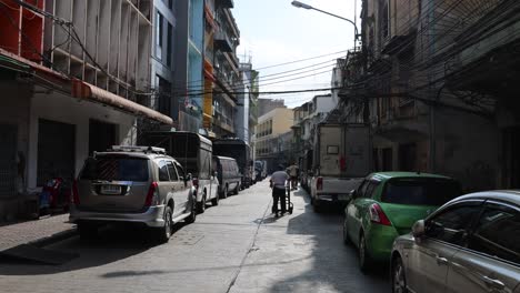 pedestrian and vehicles moving on a busy street