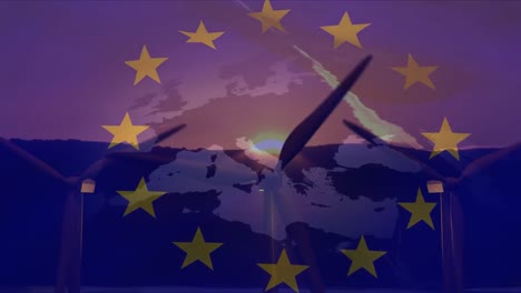 flag of the eu with windmills