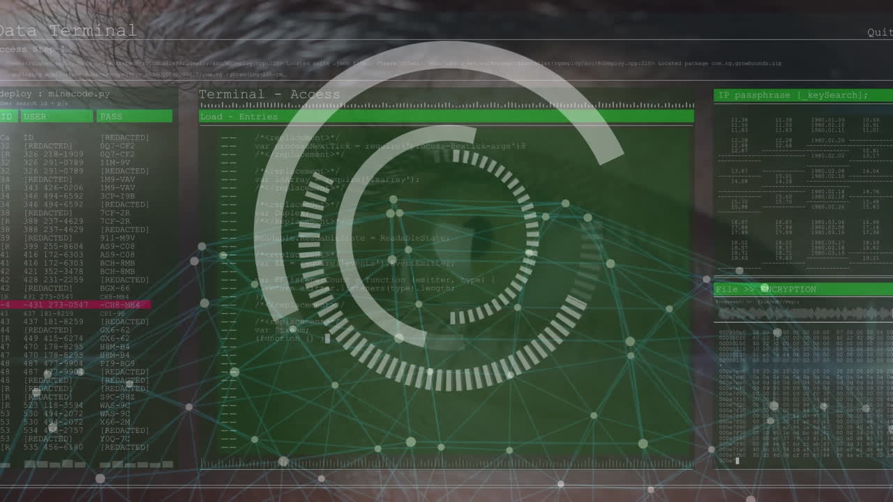 animación del escaneo del alcance y el procesamiento de datos en pantallas de computadora