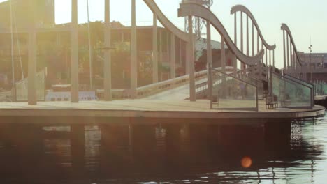 Damm-Im-Seehafen-In-Der-Spanischen-Stadt-Barcelona.-Bootshafen.-Strandpromenade