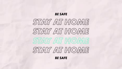 animation of stay at home text on white background