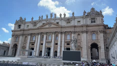 from saint peter's square plaza with a panning reveal of st. peter's basilica vatican city, the papal enclave in rome, italy