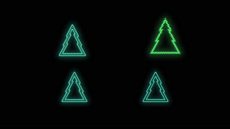 neon green christmas trees pattern on black gradient 2