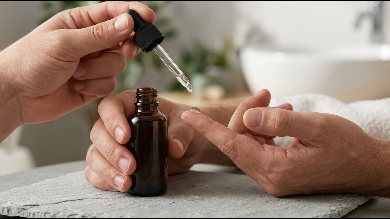 Mano che applica una crema idratante sulla pelle durante una routine di cura della pelle per concetti di benessere familiare e vita quotidiana