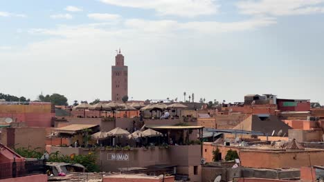 aerial view marrakesh skyline with koutoubia mosque minaret in morocco