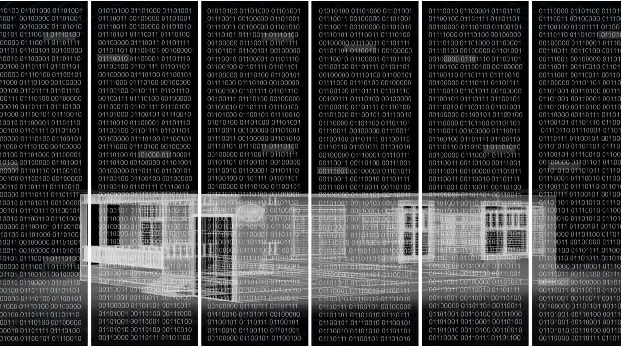 3d 하우스에서 데이터 처리의 애니메이션