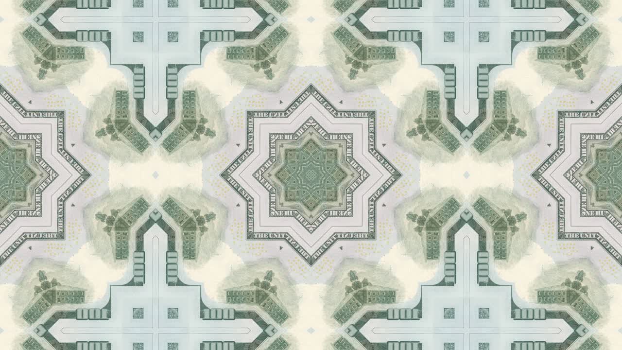 추상적이고 역동적인 기업 배경에 미국 달러 지폐의 모자이크.