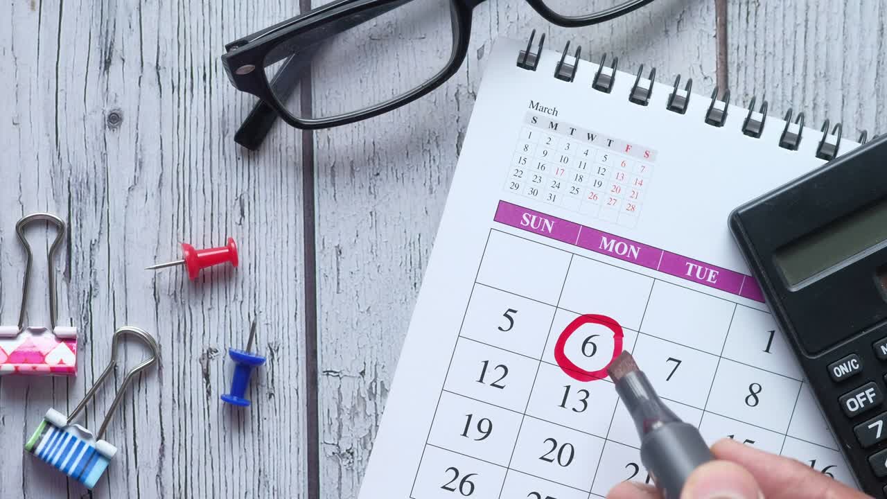 deadline concept with circle and push pin on calendar date