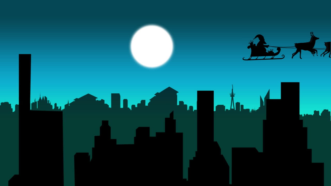 Santa Claus in sleigh pulled by reindeers