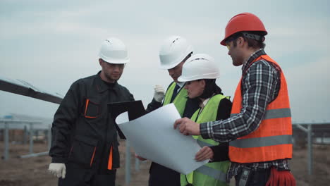 solar panel construction site meeting