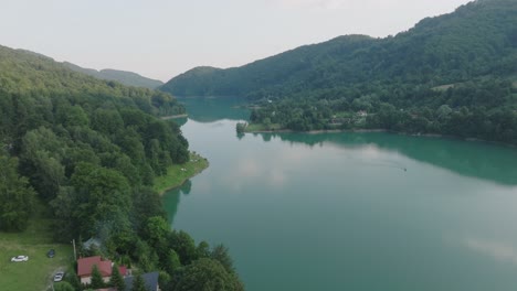 scenic doftana river, tributary in romania - aerial drone shot