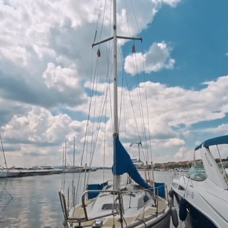 yachts on the pier at sunny day