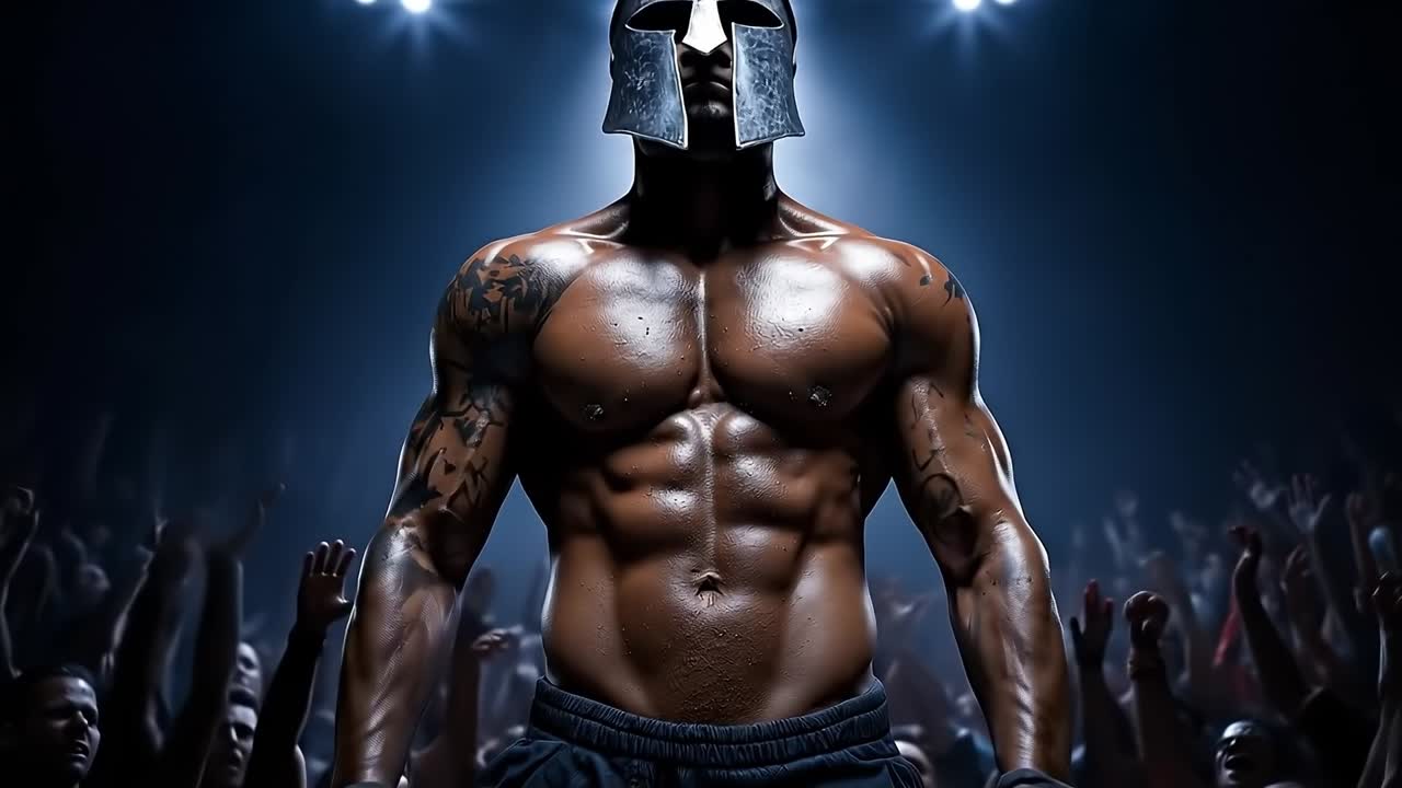 A man in a helmet standing in front of a crowd of people