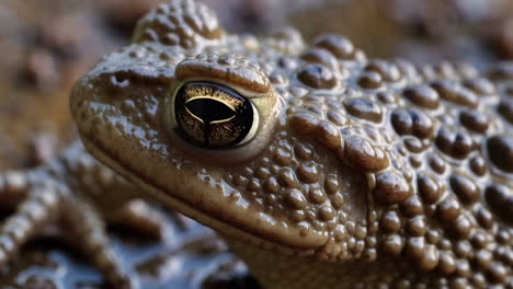 close-up of a toad's eye and textured skin