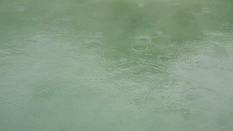 thermal valley hot spring lake smoky surface rain water ripple in beitou, taiwan taipei