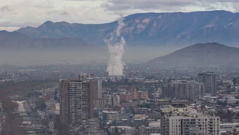 Santiago-de-Chile-timelapse-aerial-view-of-a-factory-steam