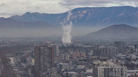 santiago de chile timelapse aerial view of a factory steam