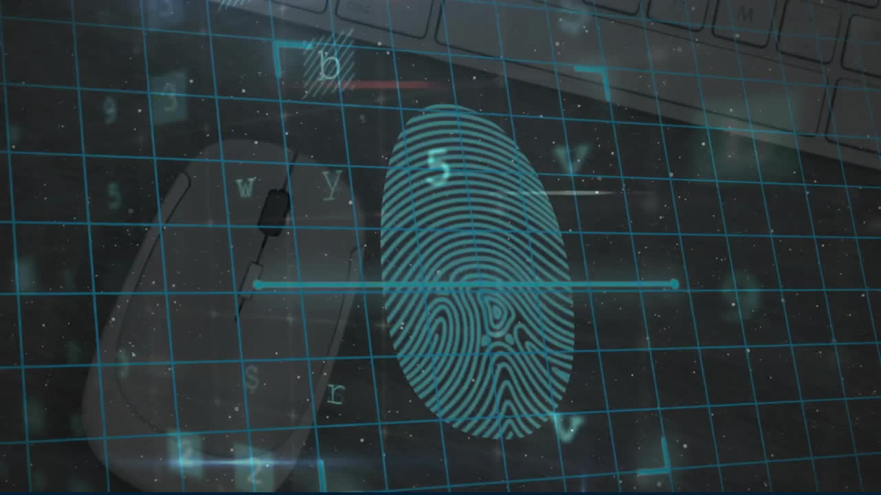 animación del texto de advertencia, procesamiento de datos a través de un candado de seguridad en línea