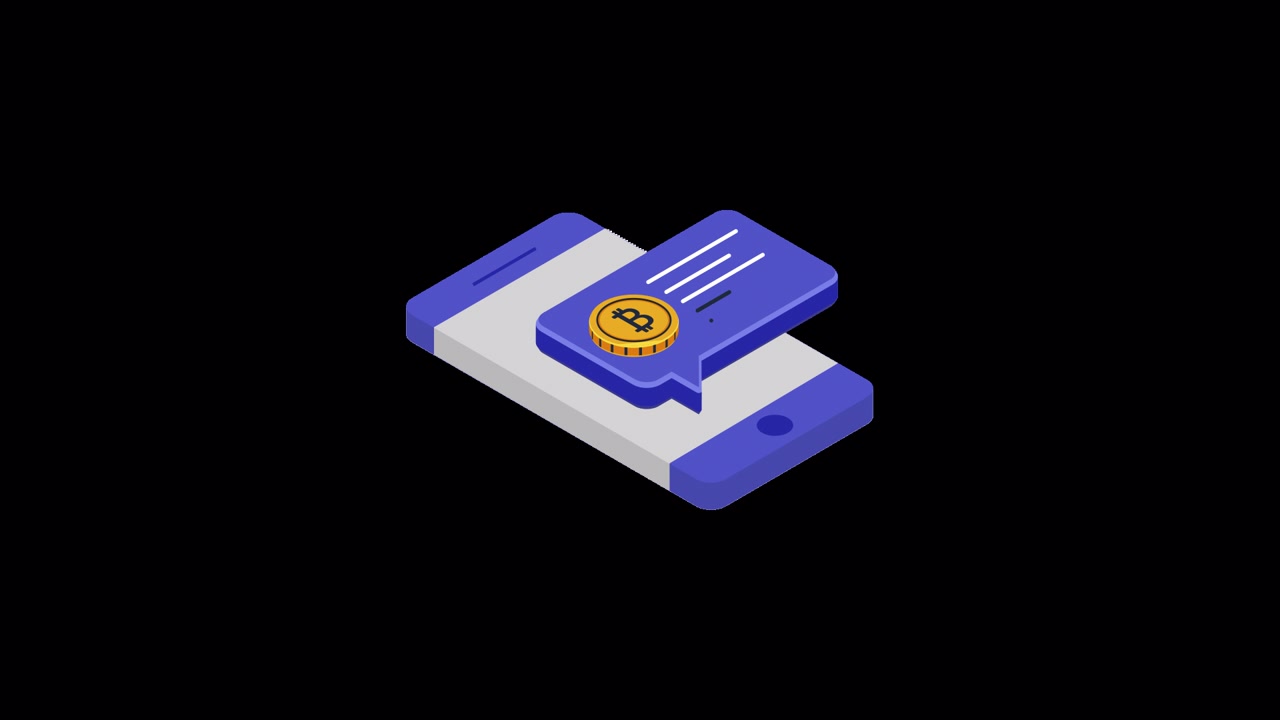 Isometric Animation of Bitcoin Notification on Smartphone