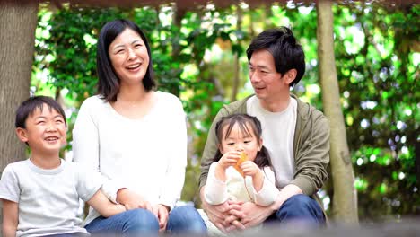 family enjoying outdoor activities with smile