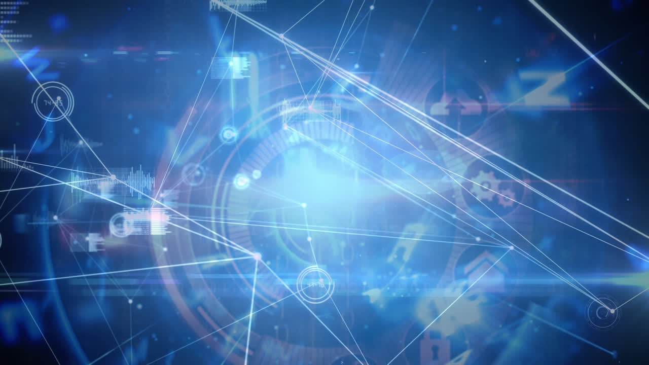 파란색 배경 위의 데이터 처리 애니메이션